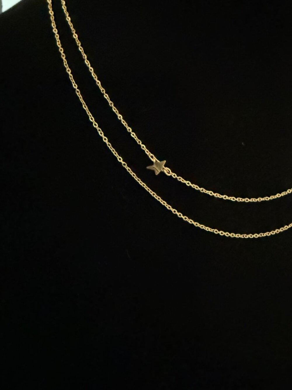 Jennifer Zeuner Gold Plated Double Chain Star Necklace Gold Plated Dainty - Picture 5 of 10